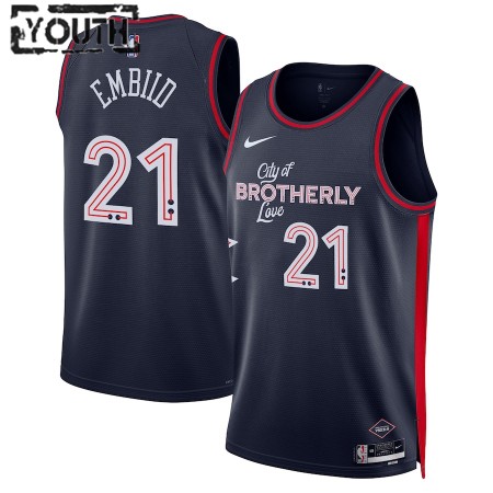 Dres Philadelphia 76ers Joel Embiid Nike 2023-24 City Edition Navy Swingman - Dječji